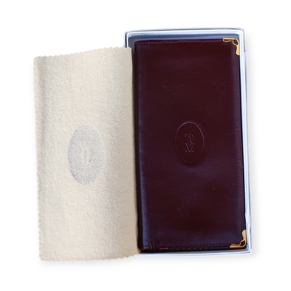 💯 CARTIER Wallet mast line Bordeaux leather Authentic - Picture 4 of 14